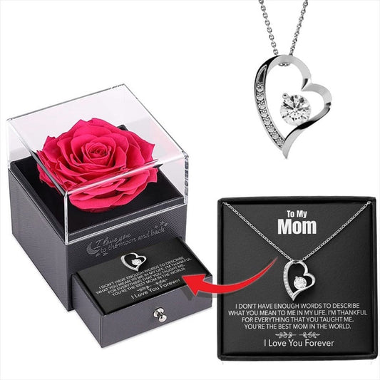 To My Mom - Forever Rose with I Love You Heart Necklace 60% OFF Flash Sale